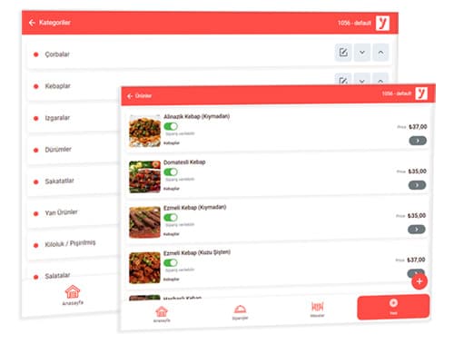 Online Yemek Sipariş Sayfası Menü Ayarları