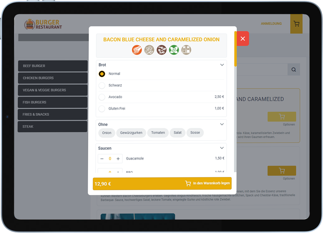 Burger Yellow Theme Tablet