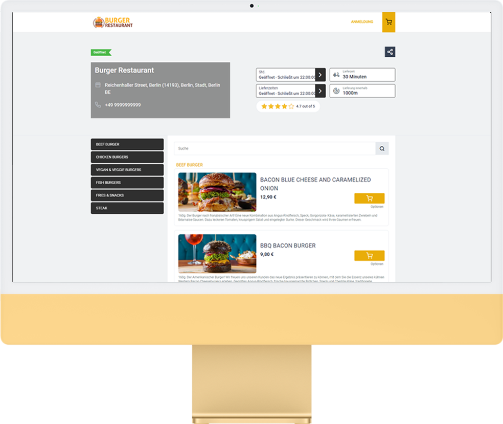 Burger Yellow Theme Web