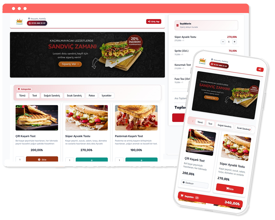 Pastane online sipariş — Komisyonsuz