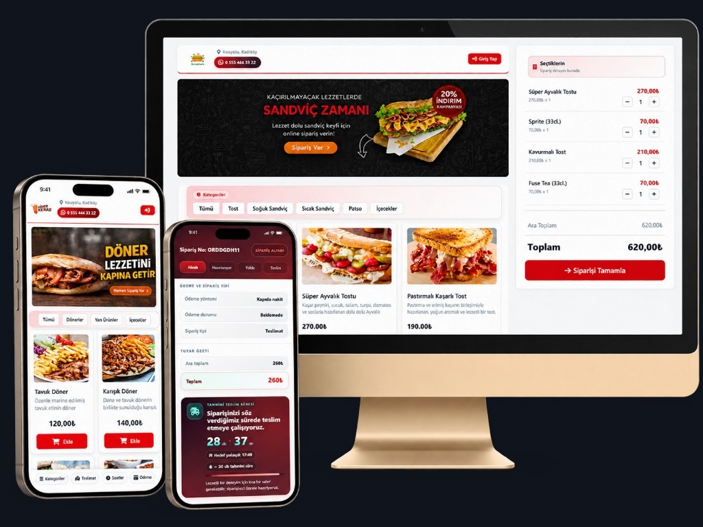 Döner sipariş sitesi mobil ekranı