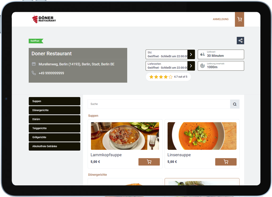 Doner Brown Theme Tablet
