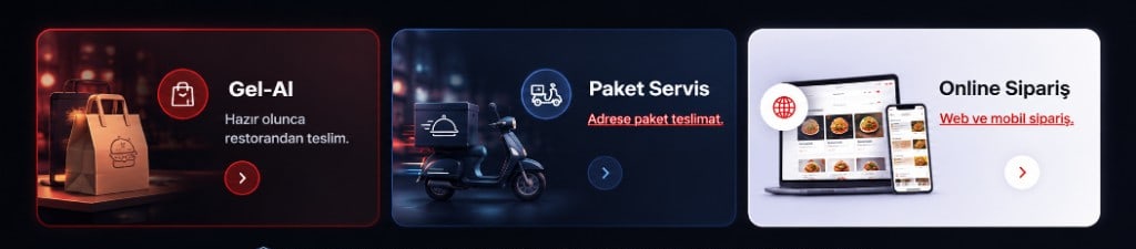 Pickup, delivery, and online ordering options from a single order page