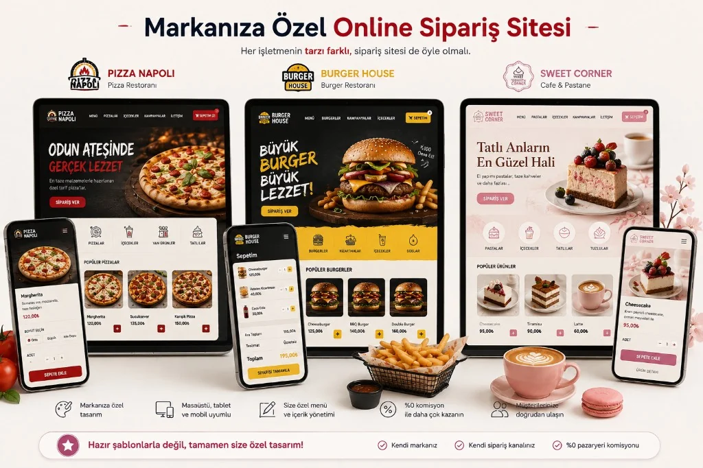 Markanıza özel masaüstü ve mobil sipariş sayfası