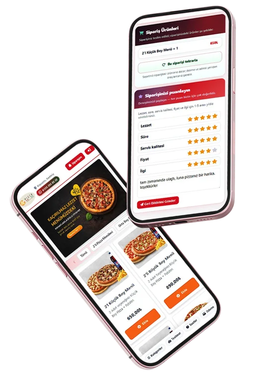 Online sipariş sistemi ekranı
