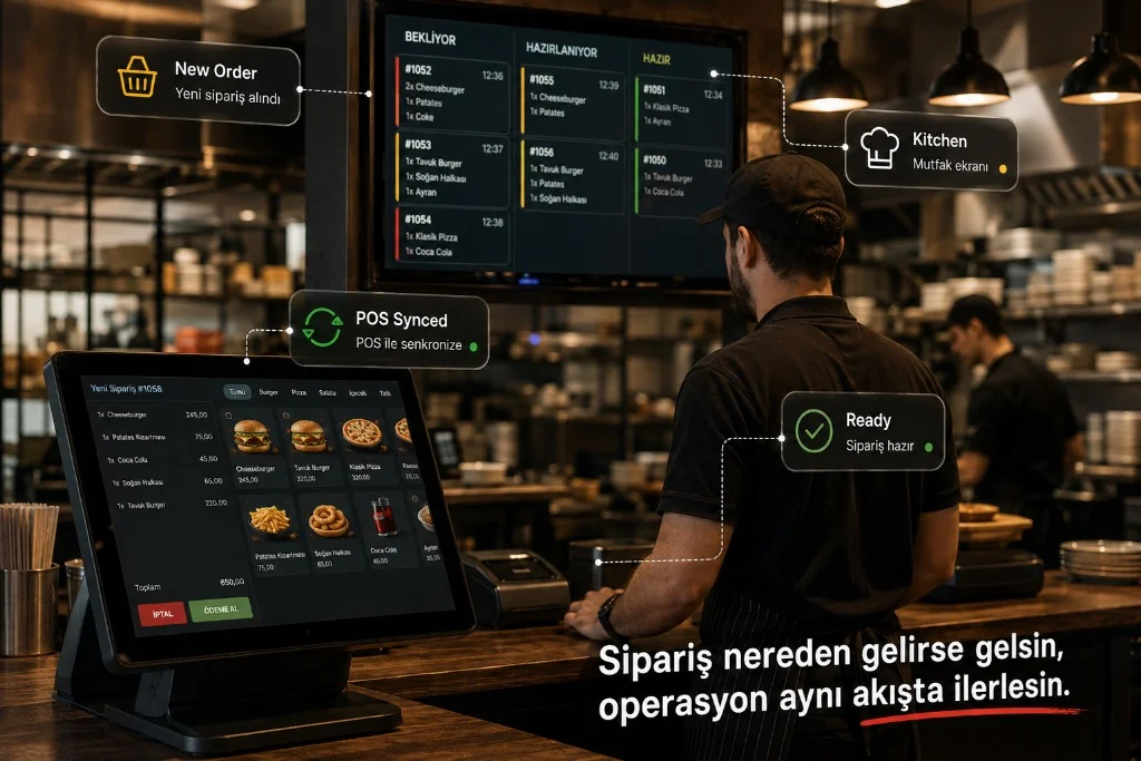 POS ve mutfak ekranı ile tek operasyon akışı