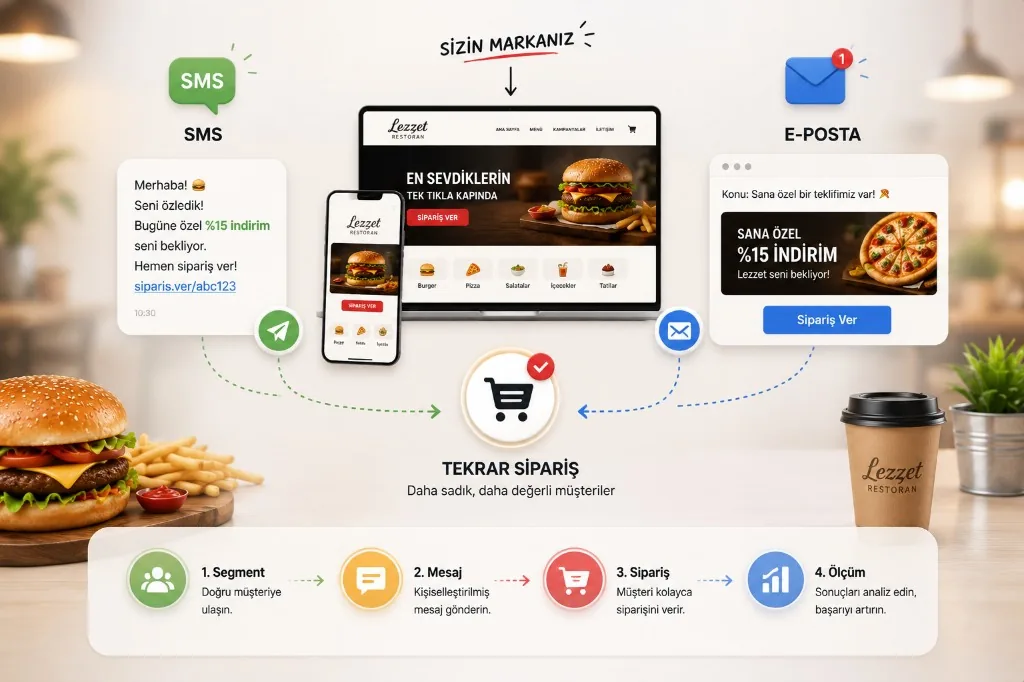 SMS and email marketing flow: segment, message, order and measurement