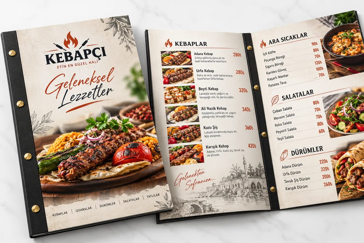 Vidalı menü örneği