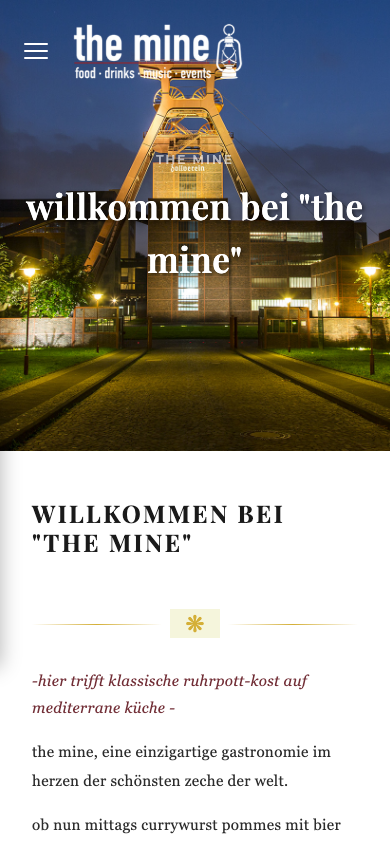 The Mine mobile restaurant website